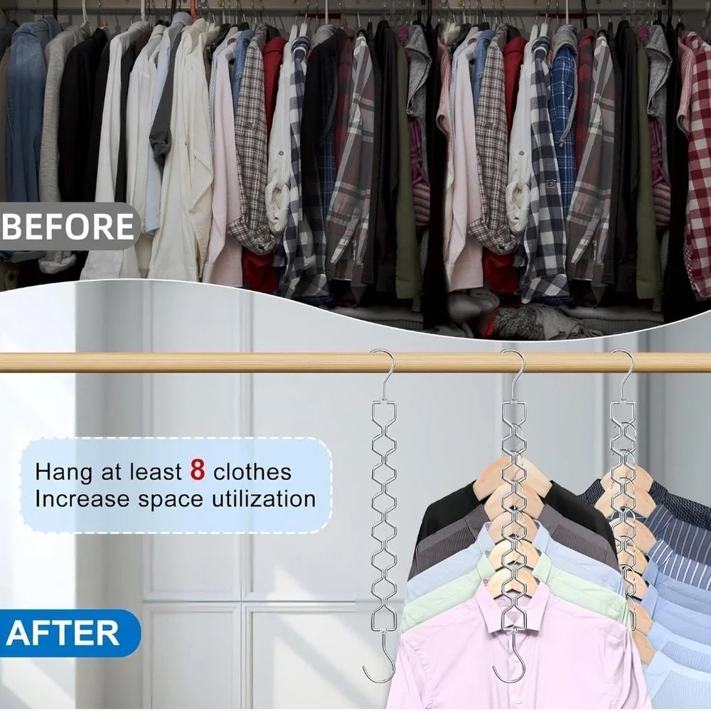 10 Pack Space Saving Hangers for Clothes, Sturdy Metal Hangers Heavy Duty